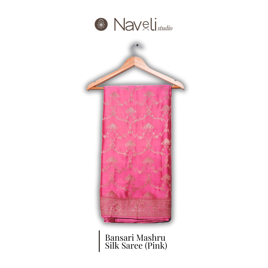 Bansari Mashru Silk Saree (Pink)