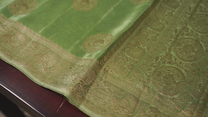 Sage Green Banarasi Moonga Tissue Saree