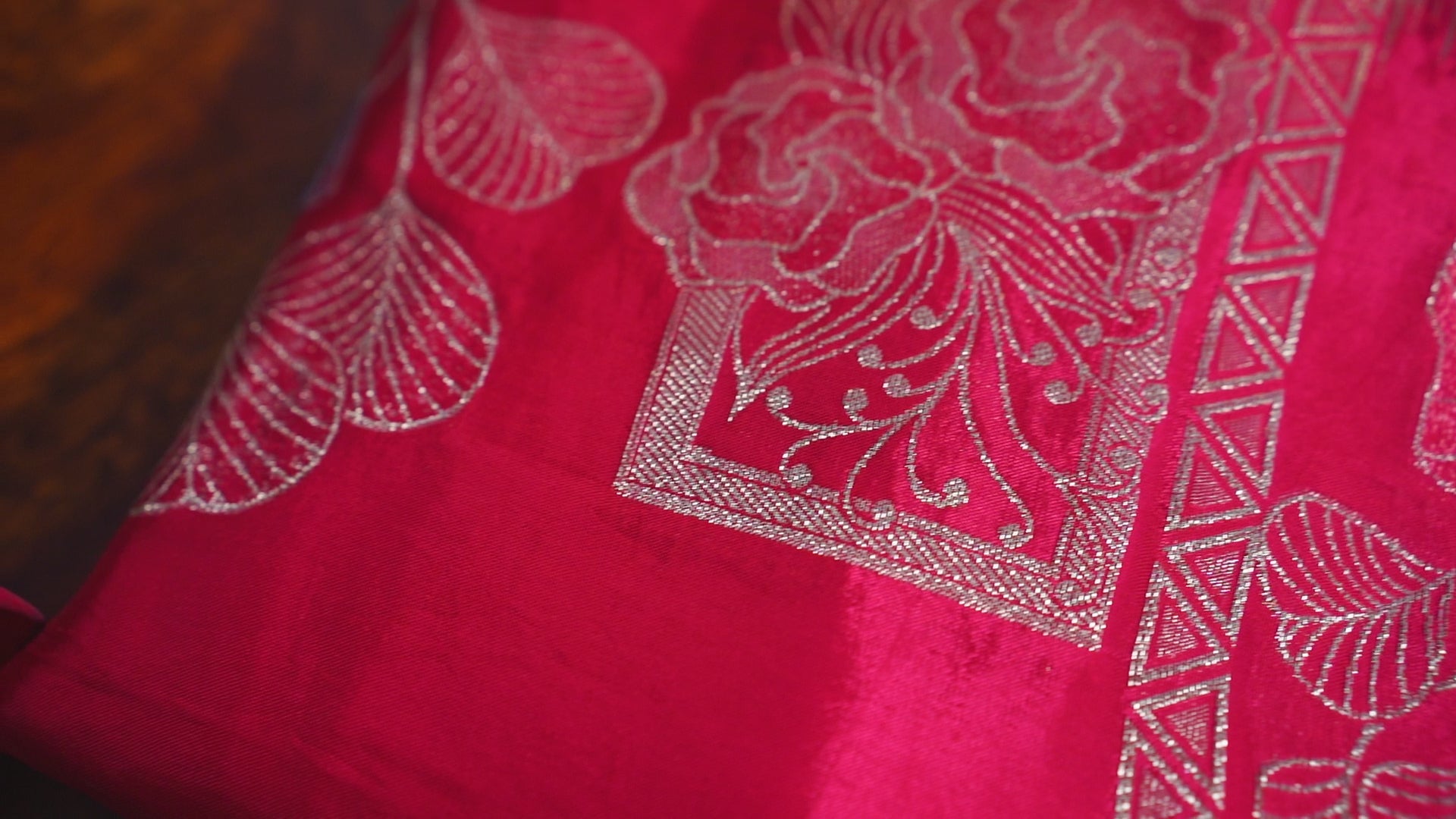 Red Silver Banarasi Pure Moonga Tissue Saree