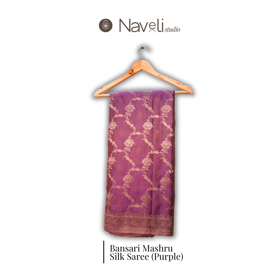 Banarasi Pure Mashru Silk Saree (Purple)